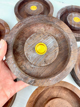 Load image into Gallery viewer, Round Wooden Carved Plate Burner for Sticks & Cones