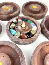 Load image into Gallery viewer, Round Wooden Carved Plate Burner for Sticks & Cones