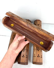 Load image into Gallery viewer, Carved Wooden Box Incense Burner