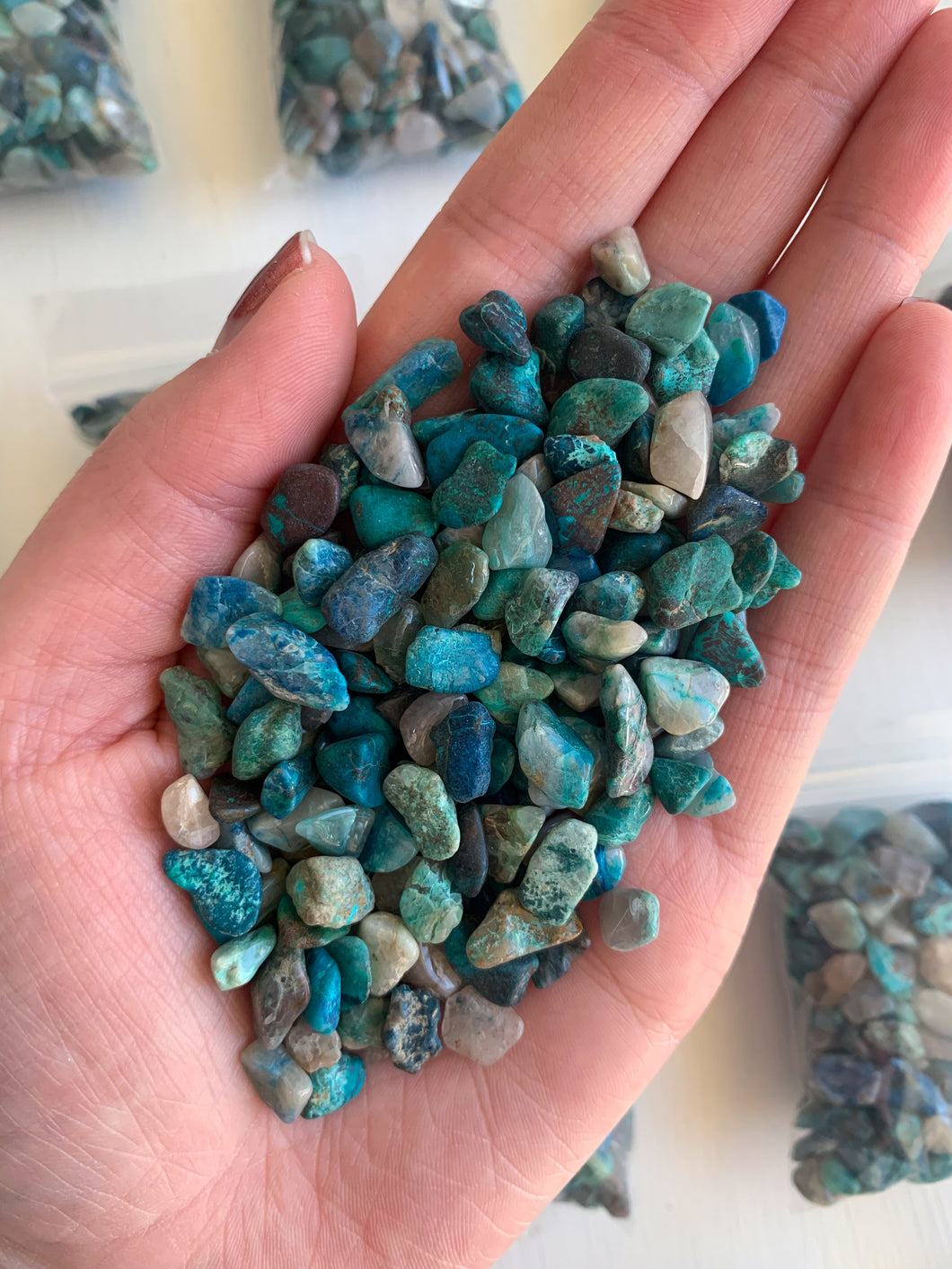 Chrysocolla Semi-Polished Chip Bag