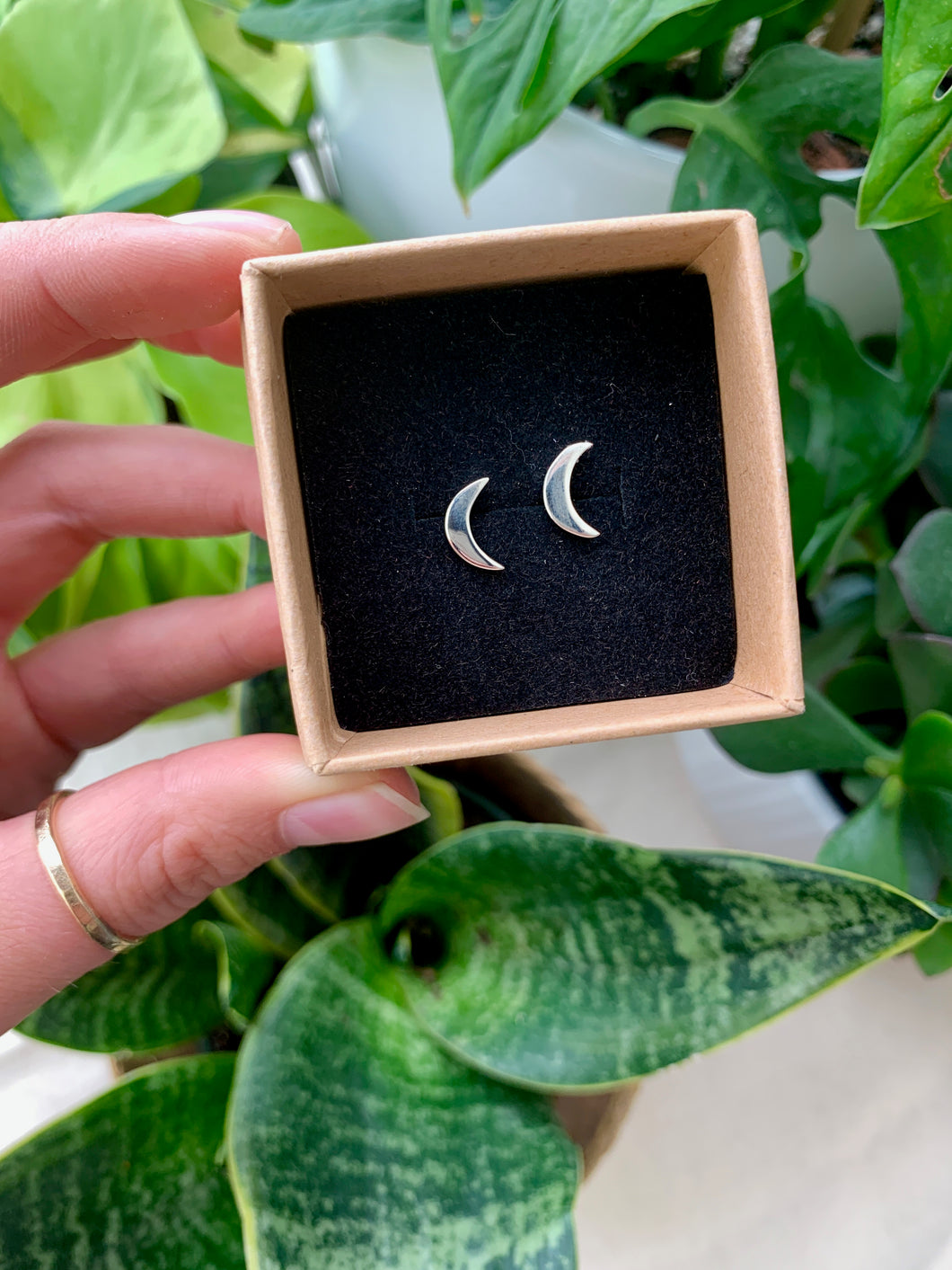 Sterling Silver Crescent Moon Studs