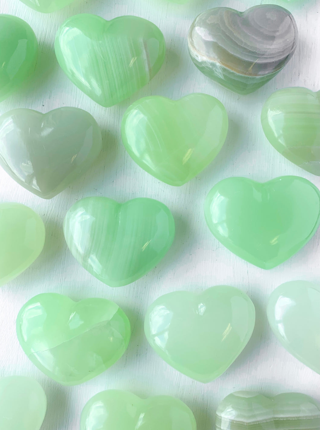 Polished Green Calcite Heart
