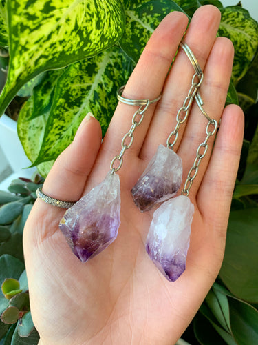 Rough Amethyst Point Keychain